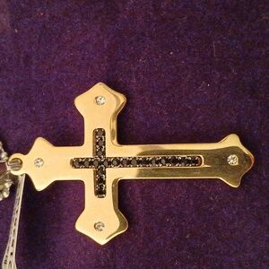 2152519-10 Unisex YG Stainless Steel Cross with Australian Crystals